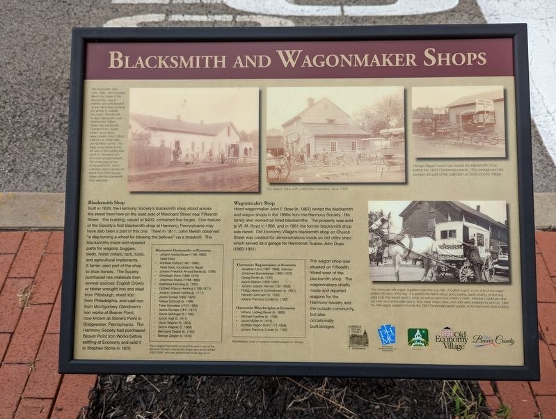 Blacksmith and Wagonmaker Shops Marker image. Click for full size.