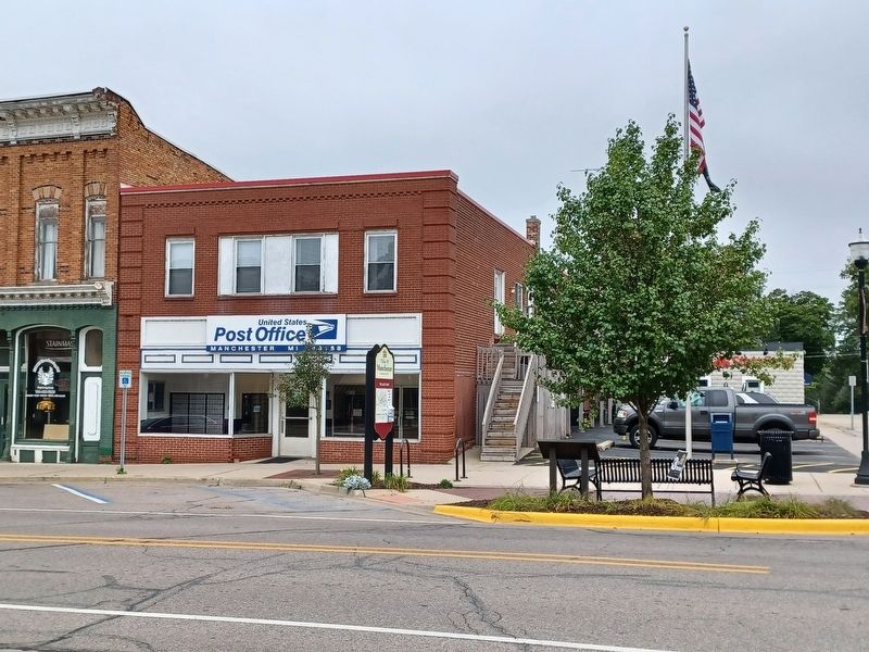 The Manchester Hotel and the Clinton Street Corner Marker. Click for full size. The Manchester Hotel and the Clinton Street Corner Marker image. Click for full size.