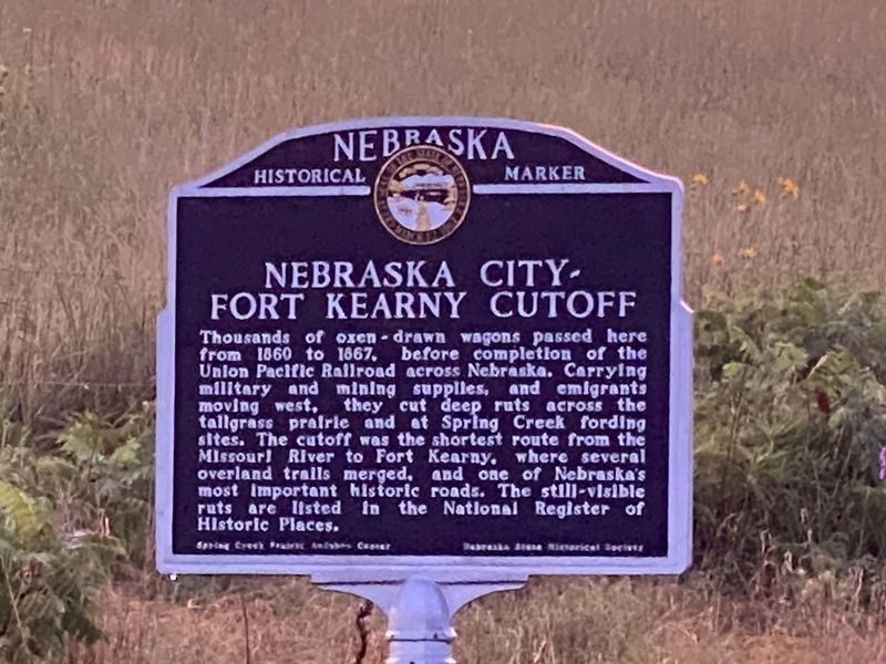 Nebraska City-Fort Kearny Cutoff Marker image. Click for full size.