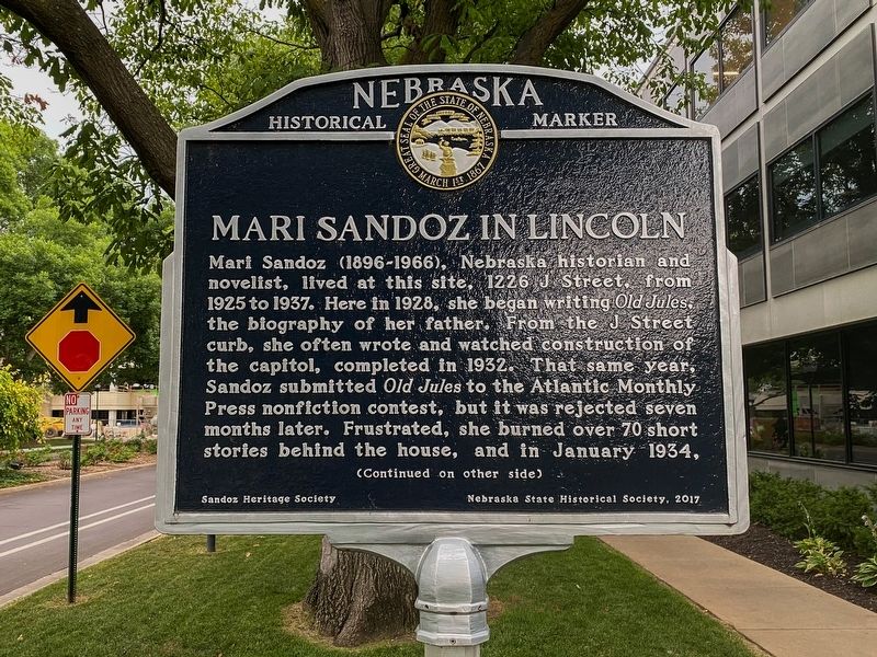 Mari Sandoz in Lincoln Marker image. Click for full size.