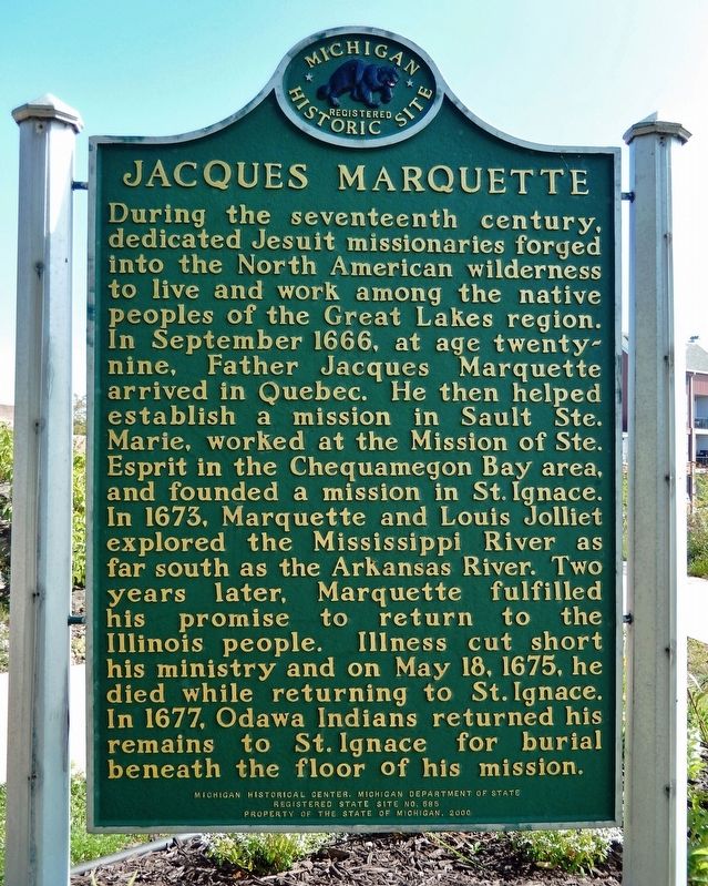 Jacques Marquette Marker image. Click for full size.