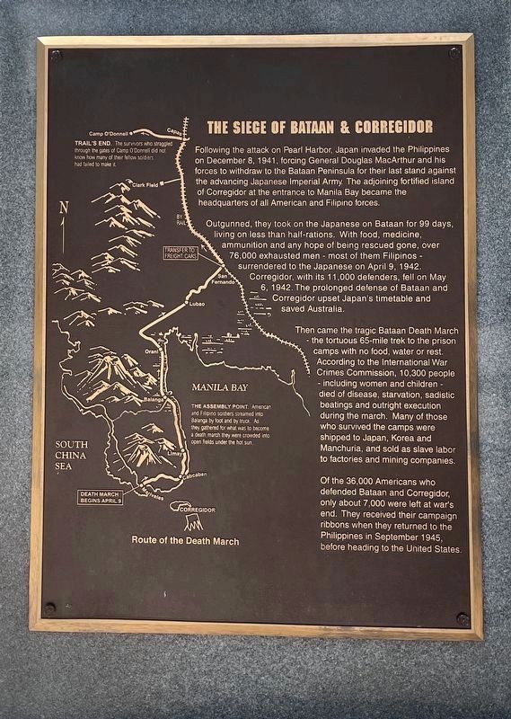 The Siege of Bataan & Corregidor Marker (Side 1) image. Click for full size.