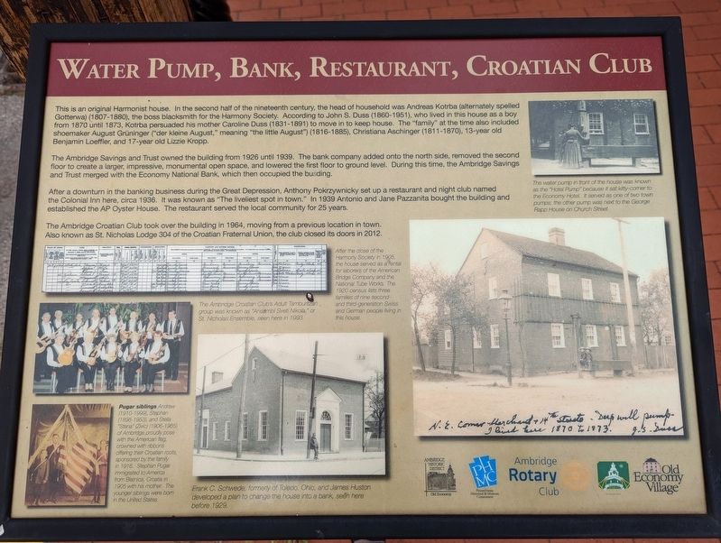 Water Pump, Bank, Restaurant, Croatian Club Marker image. Click for full size.
