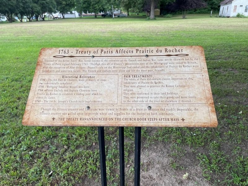 1763 - Treaty of Paris Affects Prairie du Rocher Marker image. Click for full size.