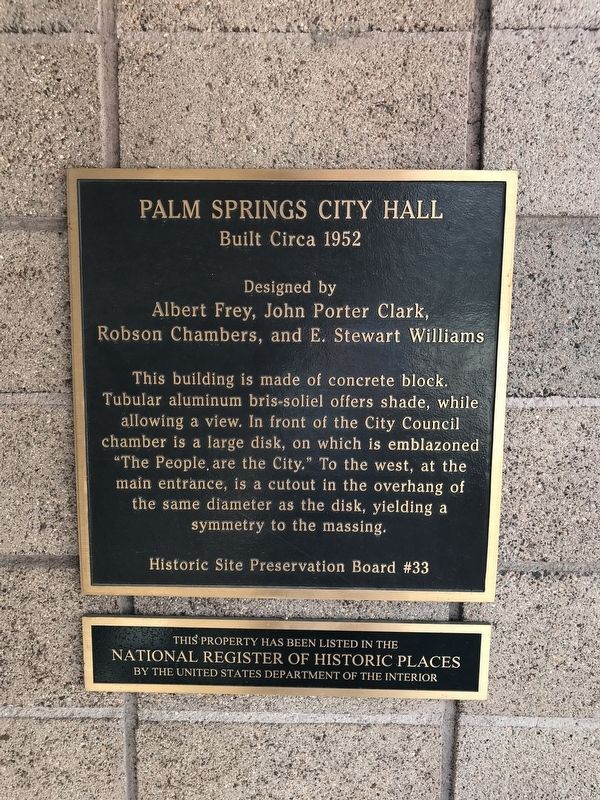 Palm Springs City Hall Marker image. Click for full size.