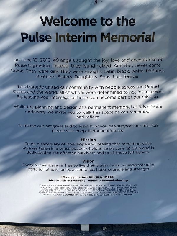 Welcome to the Pulse Interim Memorial Marker image. Click for full size.