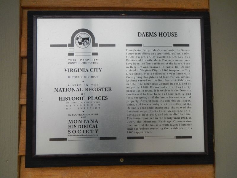 Daems House Marker image. Click for full size.