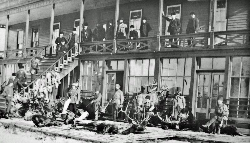 Marker detail: Hunting party at the Hallock Hotel, 1888 image. Click for full size.
