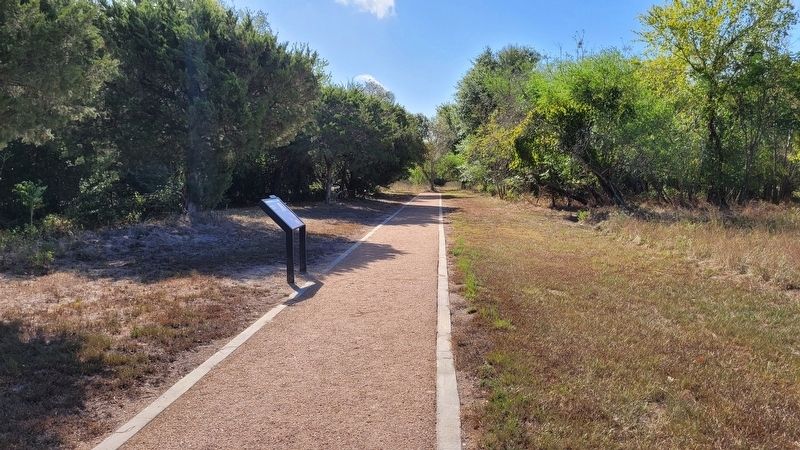 The view of the Governing the Town Marker along the walkway image. Click for full size.