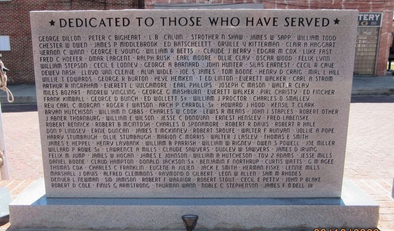 Dedicated to those who have served (East Marker Front Side). Click for full size. Dedicated to those who have served (East Marker Front Side) image. Click for full size.