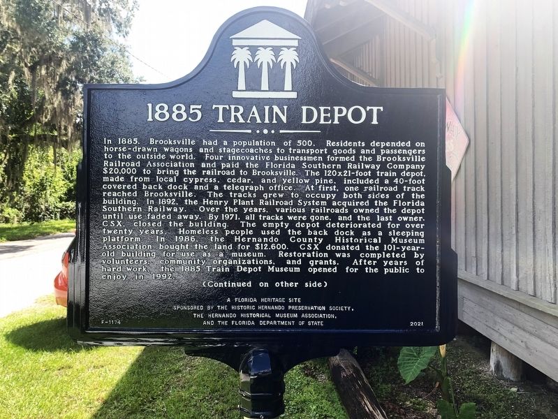 1885 Train Depot Marker Side 1 image. Click for full size.