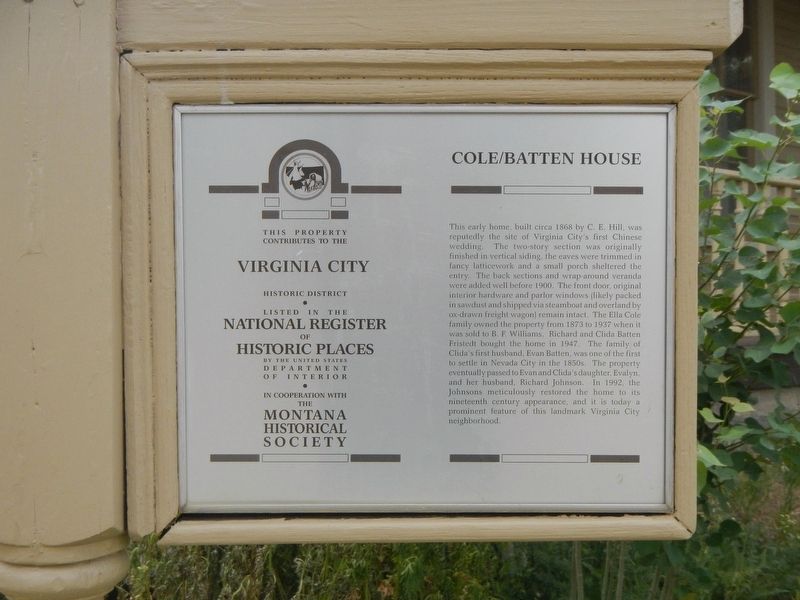 Cole/Batten House Marker image. Click for full size.