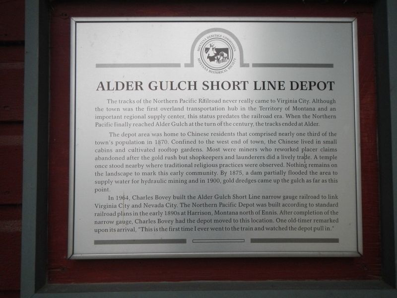 Alder Gulch Short Line Depot Marker image. Click for full size.