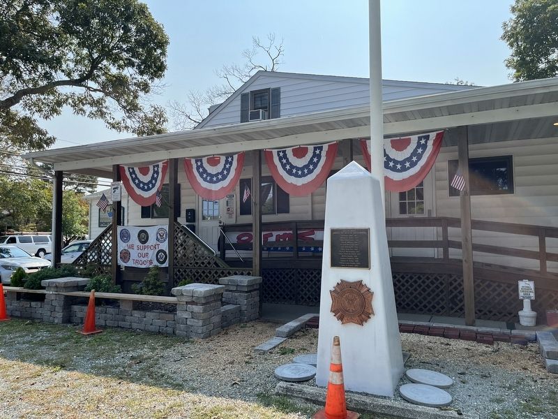 The memorial stands in front of the Rehoboth Beach VFW. Click for full size. The memorial stands in front of the Rehoboth Beach VFW image. Click for full size.