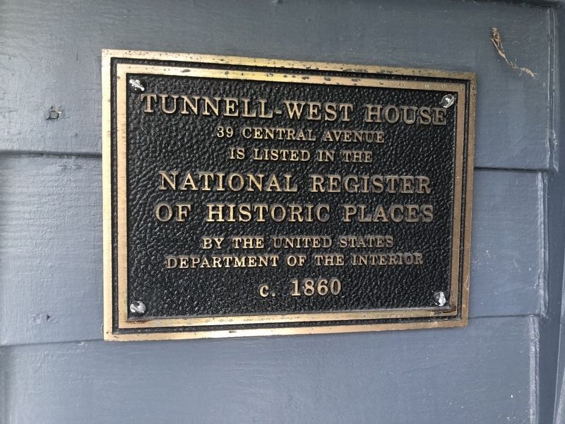 National Register of Historic Places plaque on the Tunnell-West House. Click for full size. National Register of Historic Places plaque on the Tunnell-West House image. Click for full size.
