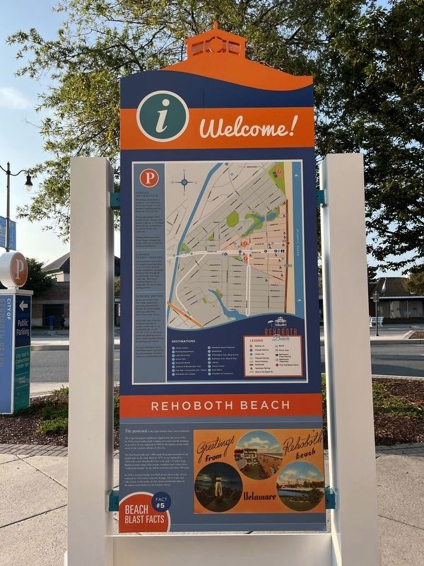 Greetings from Rehoboth Beach, Delaware side of the marker image. Click for full size.