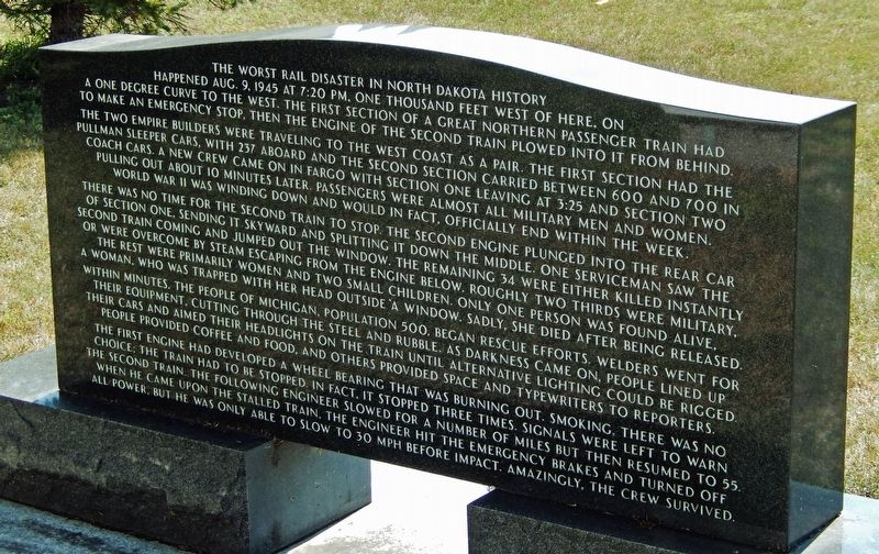 Site of the 1945 Michigan Train Wreck Marker (<i>north side</i>) image. Click for full size.