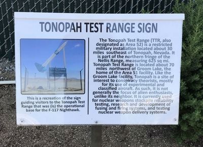 Tonopah Test Range Sign Marker image. Click for full size.