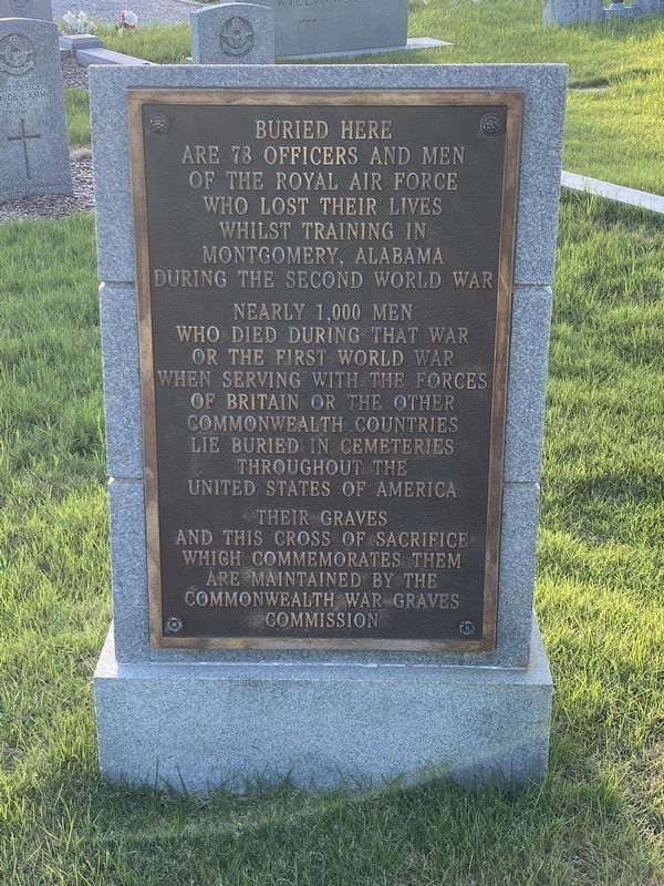 78 Officers and Men of The Royal Air Force who lost their lives while training in Montgomery, AL Marker image. Click for full size.
