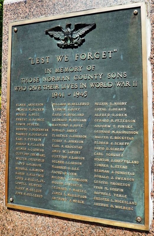 Norman County War Memorial<br>(<i>south tablet</i>) image. Click for full size.