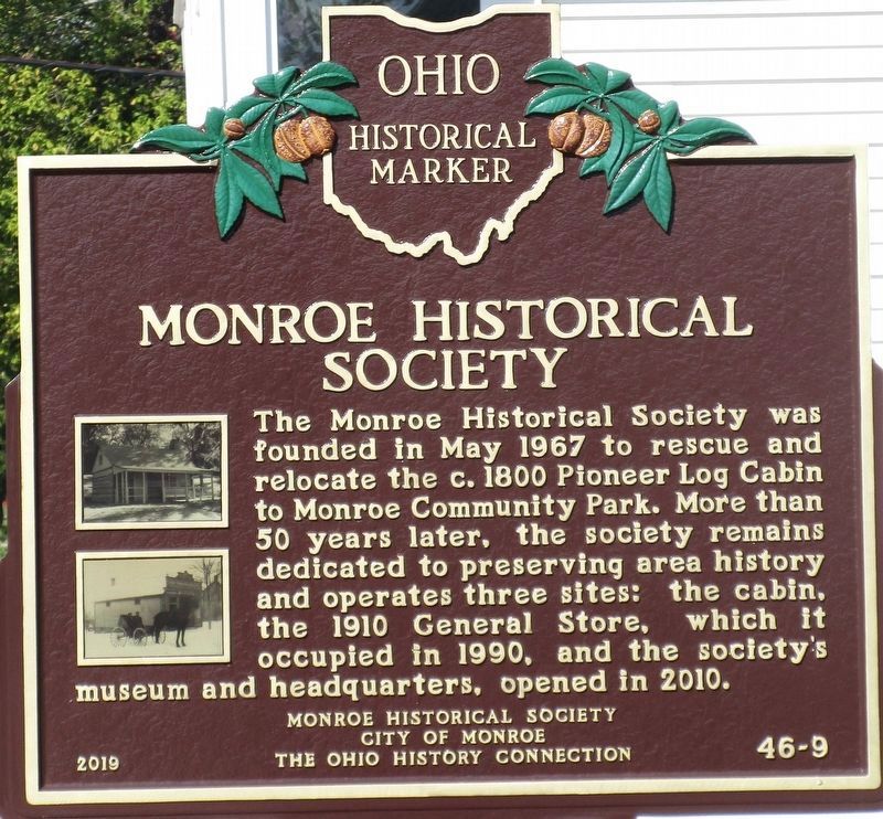 Monroe Historical Society side of the marker image. Click for full size.