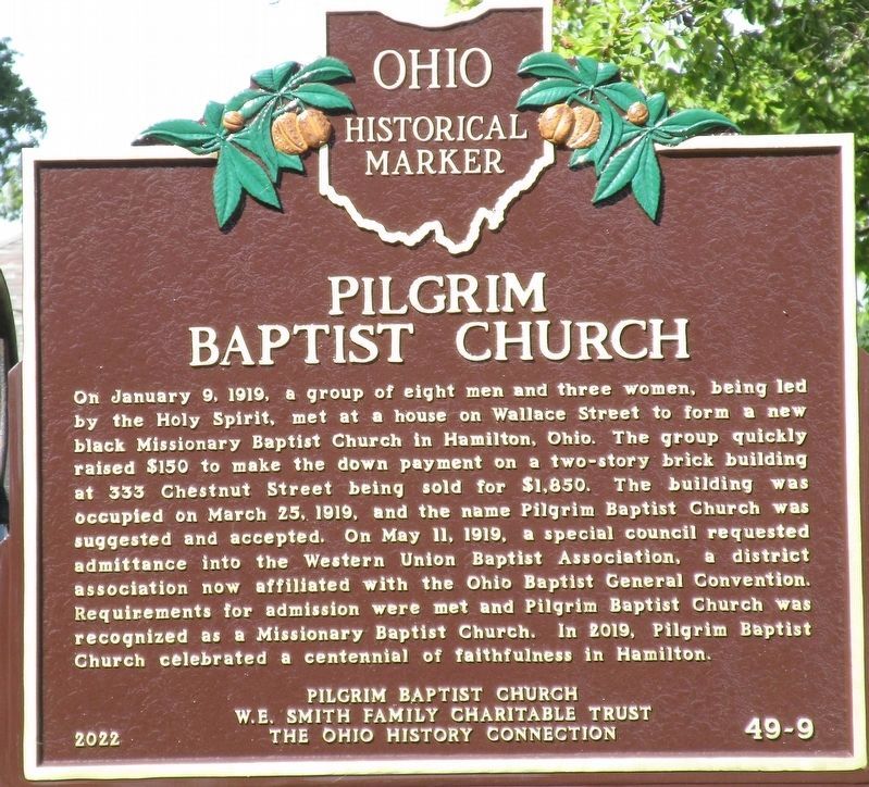Pilgrim Baptist Church side of the marker image. Click for full size.