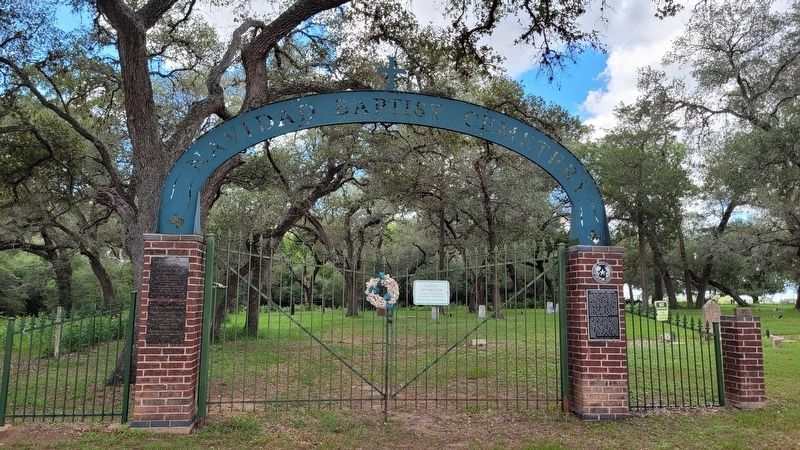 The front gate of the Navidad Baptist Cemetery and Marker image. Click for full size.