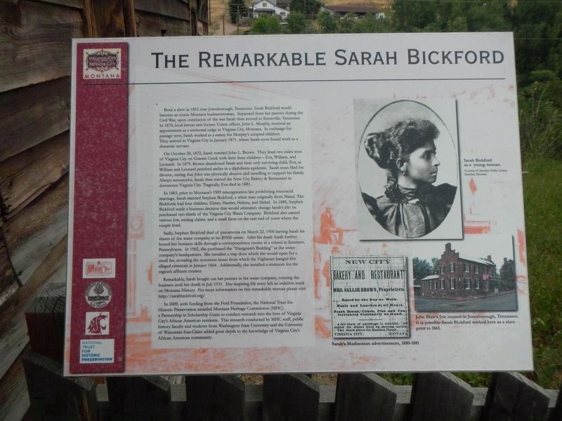 The Remarkable Sarah Bickford Marker. Click for full size. The Remarkable Sarah Bickford Marker image. Click for full size.