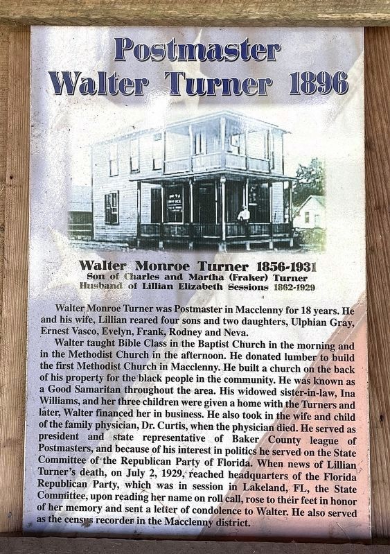 Postmaster Walter Turner Marker image. Click for full size.