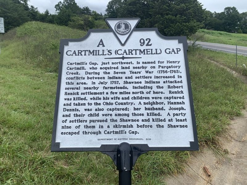 Cartmill's (Cartmell) Gap Marker image. Click for full size.