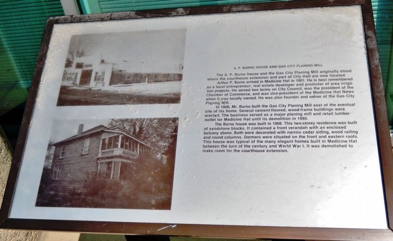 A. P. Burns House and Gas City Planing Mill Marker image. Click for full size.