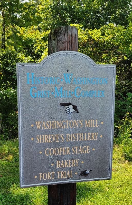 Historic Washington Grist Mill Complex Directional Sign image. Click for full size.