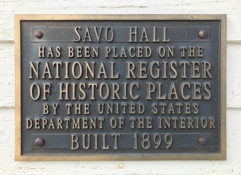 Savo Hall Marker image. Click for full size.