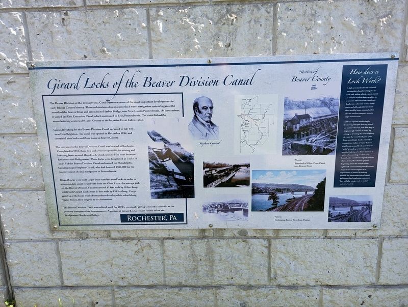 Girard Locks of the Beaver Division Canal Marker. Click for full size. Girard Locks of the Beaver Division Canal Marker image. Click for full size.