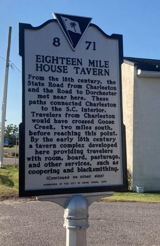 Eighteen Mile House Tavern Marker (front). Click for full size. Eighteen Mile House Tavern Marker (front) image. Click for full size.