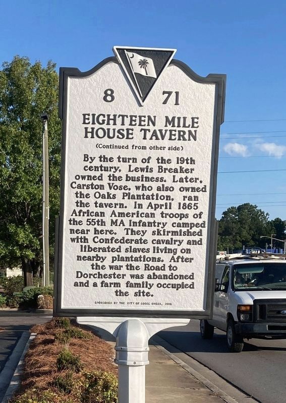 Eighteen Mile House Tavern Marker (rear) image. Click for full size.