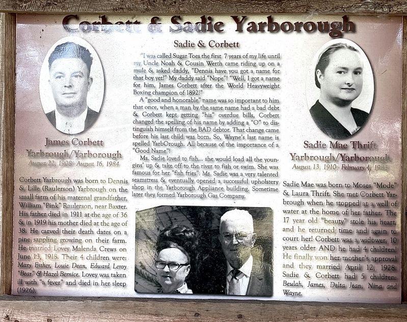 Corbett & Sadie Yarborough Marker image. Click for full size.
