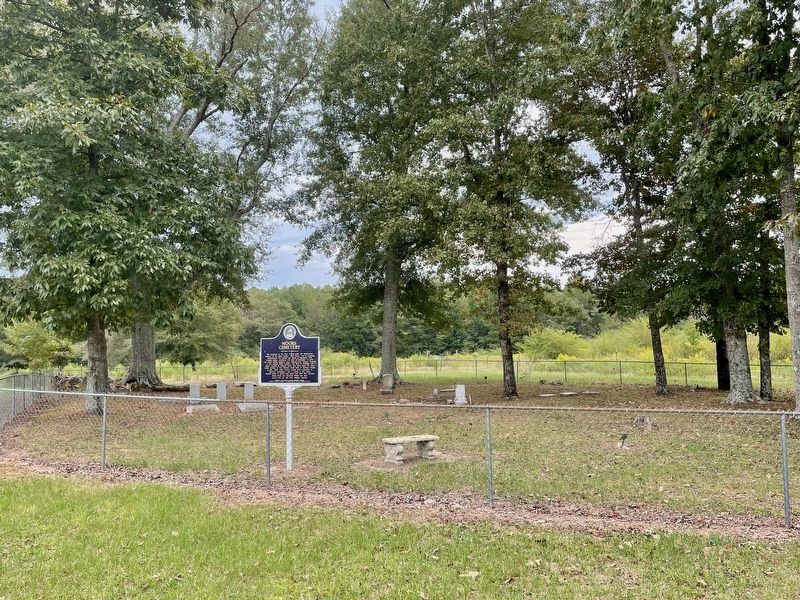 Moore Cemetery and marker image. Click for full size.