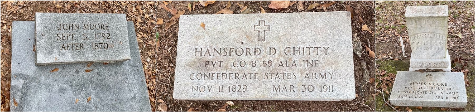 John Moore/Hansford Chitty/Moses Moore graves. Click for full size. John Moore/Hansford Chitty/Moses Moore graves image. Click for full size.