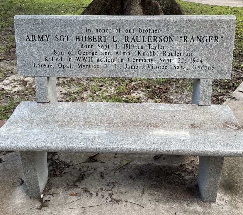 Army SGT. Hubert L. Raulerson Ranger Marker image. Click for full size.