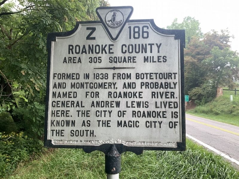 Roanoke County Side of Marker. Click for full size. Roanoke County Side of Marker image. Click for full size.