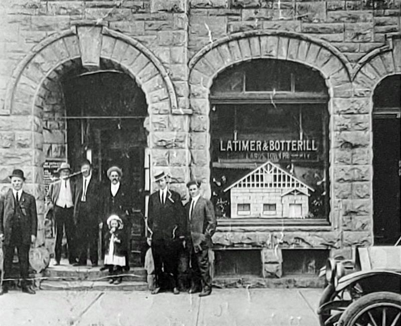 Marker detail: Latimer and Botterill Real Estate, ca. 1912. Click for full size. Marker detail: Latimer and Botterill Real Estate, ca. 1912 image. Click for full size.