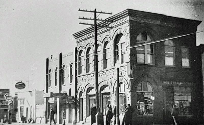 Marker detail: Greene Block, ca. 1929 image. Click for full size.