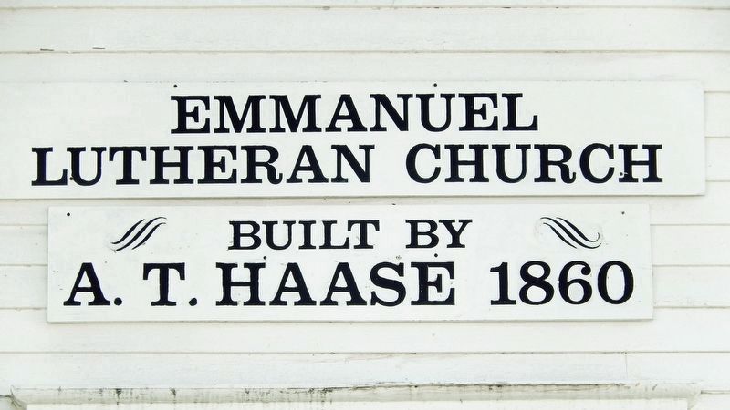 Emmanuel Lutheran Church (<i>sign over front entrance</i>) image. Click for full size.