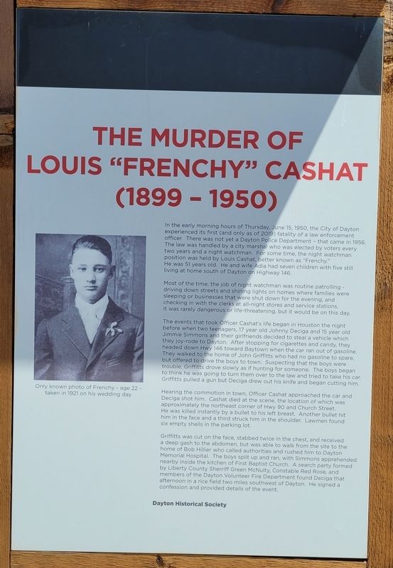 The Murder of Louis "Frenchy" Cashat Marker image. Click for full size.