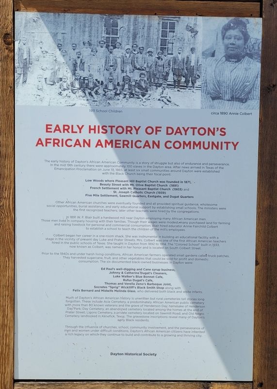 Early History of Dayton's African American Community Marker image. Click for full size.
