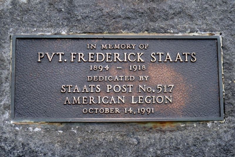Pvt. Frederick Staats plaque. Click for full size. Pvt. Frederick Staats plaque image. Click for full size.