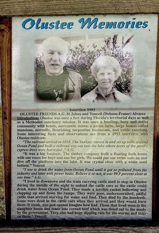Olustree Memories Marker. Click for full size. Olustree Memories Marker image. Click for full size.