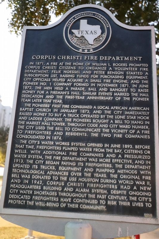 Corpus Christi Fire Department Marker image. Click for full size.