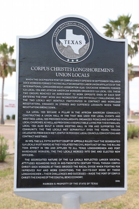 Corpus Christi Longshoremen's Unions Marker image. Click for full size.